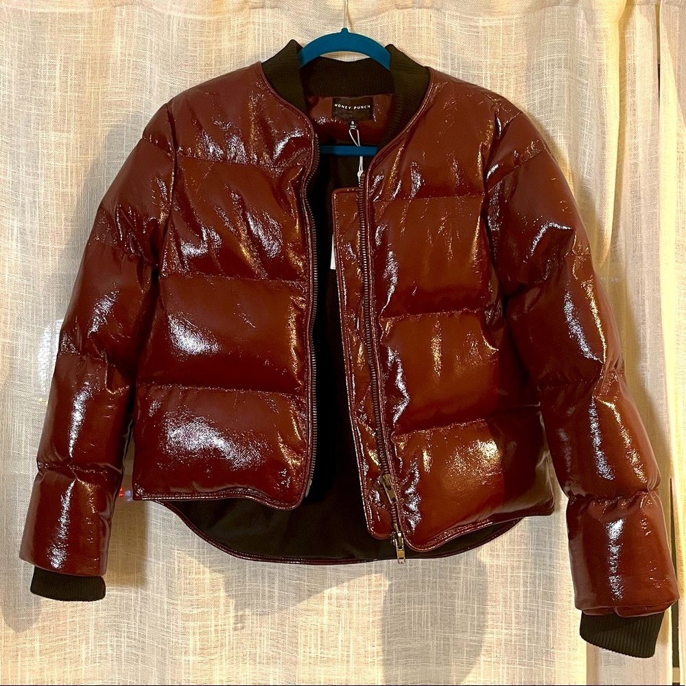 Honey Punch Puffer Jacket Size Small - Burgundy
